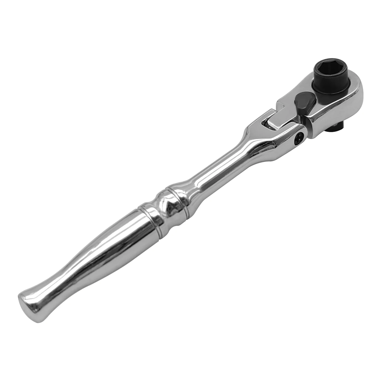 

1/4'' Drive Ratchet Handle, 2-in-1 Flex Head Ratcheting Wrench, Socket & Bit Driver with Reversible Design, Steel, Silver,
