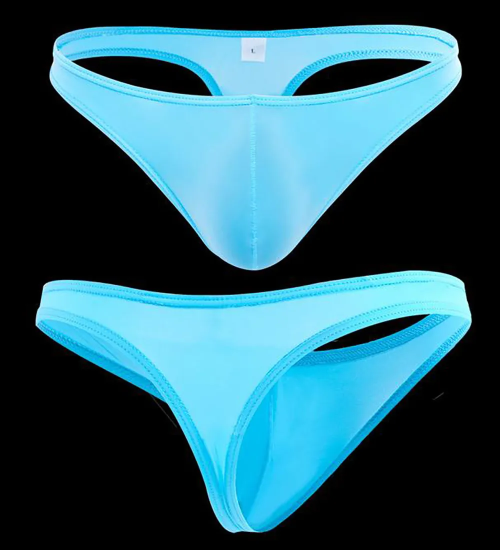 Men Transparent Thongs And G strings Sexy Gay Men\'s Underwear Smooth Ice Silk Panties Low-rise Men T- back Panties Tanga Bikini