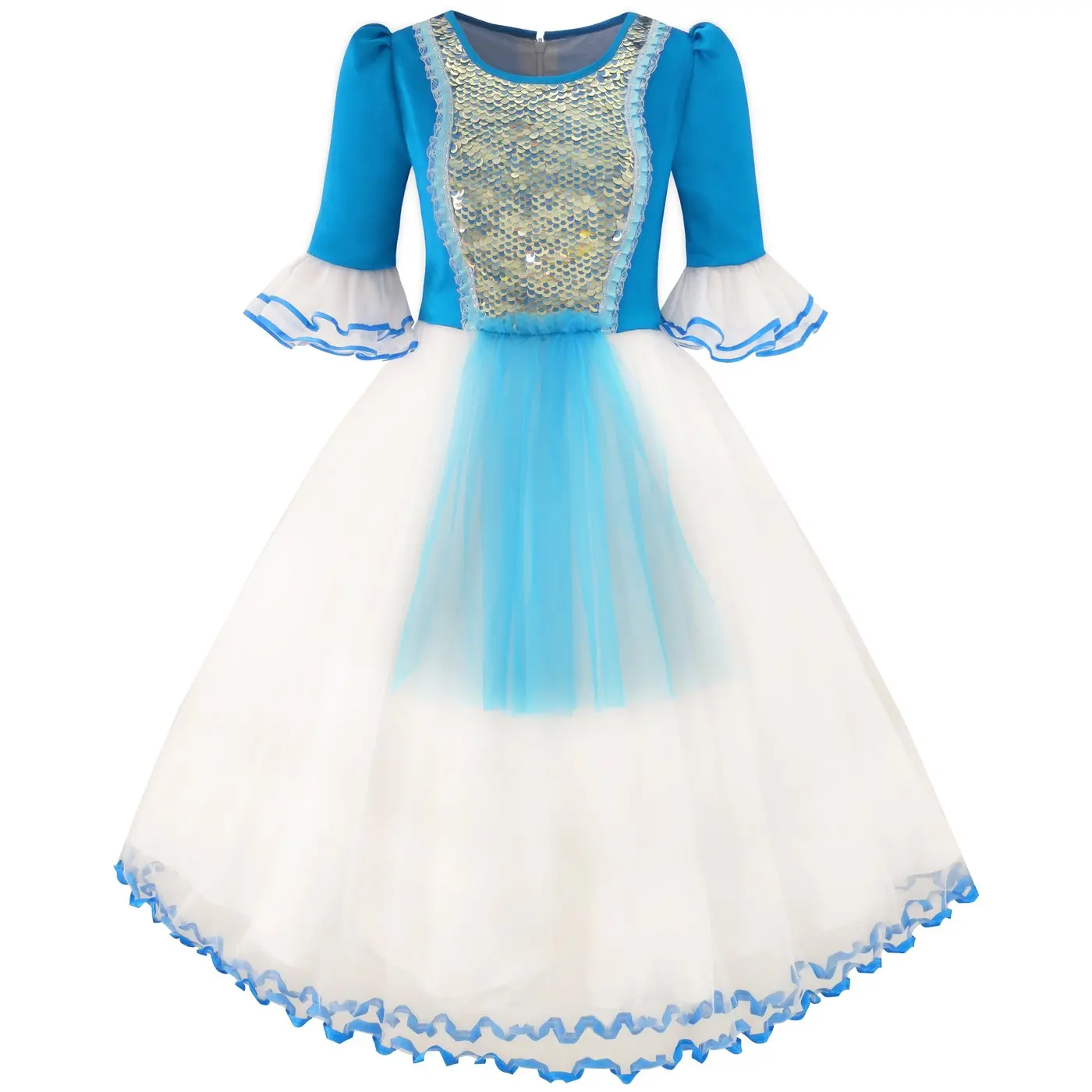 Girls Dress Snow White Princess Cartoon Mermaid Party Costume Ball view 4