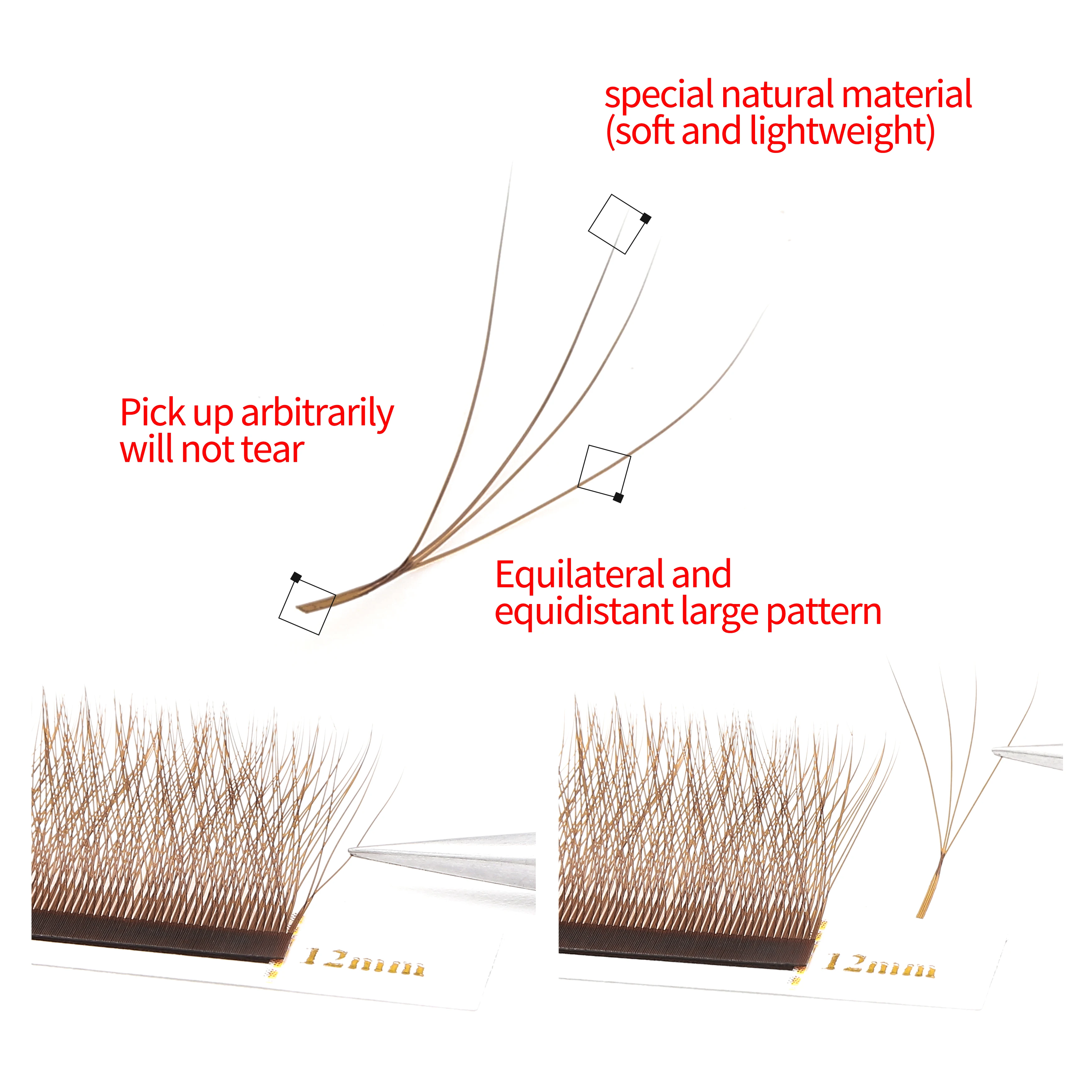 XIUSUZAKI-W-Shaped cílios extensões, cílios individuais, floração automática, fãs Premade, cílios postiços, marrom, 4D, alta qualidade