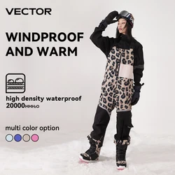 VECTOR Thick Men Women Ski Pants Straight Overalls Jumpsuit Skiing Bib Waterproof Winter Warm Windproof Outdoor Sports Snowboard