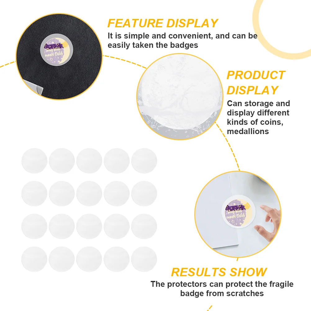 20pcs Button Badge Cover Durable Round Protector For Animation Coins Medallions Storage Display Smooth Scratch Resistant Case