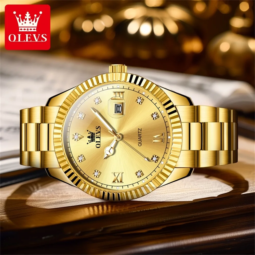 OLEVS Luxus Marke Original Uhr Mann Elegante Gold Auto Datum Hand Uhr Quarzuhr für Männer