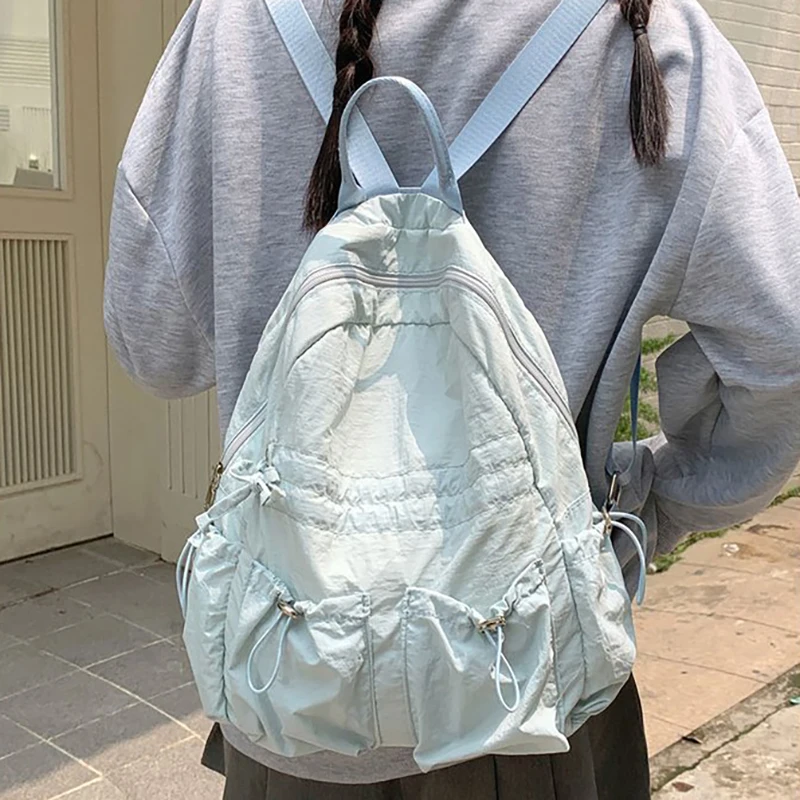 Mochilas casuais de nylon para mulheres, sólida leve, bolsas com todos os fósforos, bolsa macia de viagem, saída diária, moda Harajuku feminina