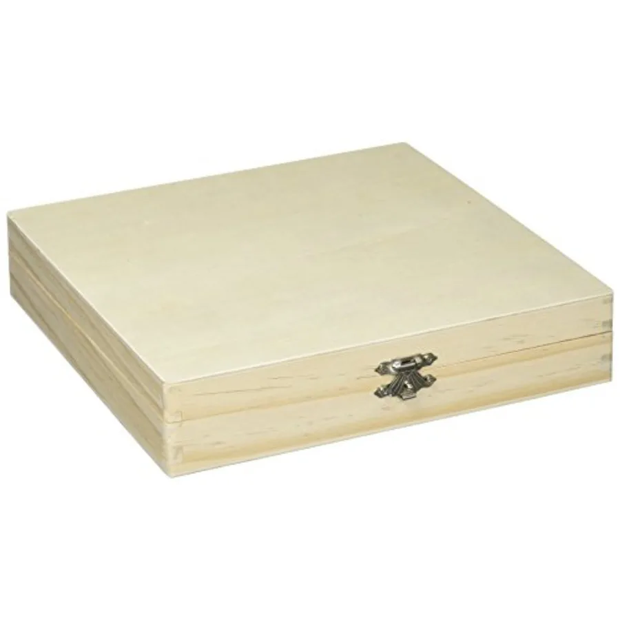 

Unfinished Pine Wood Cigar Box Light Unfinished Wood with Clasp Make Your Own Gift Box Jewelry Box Photo Box - Decorate with Pa