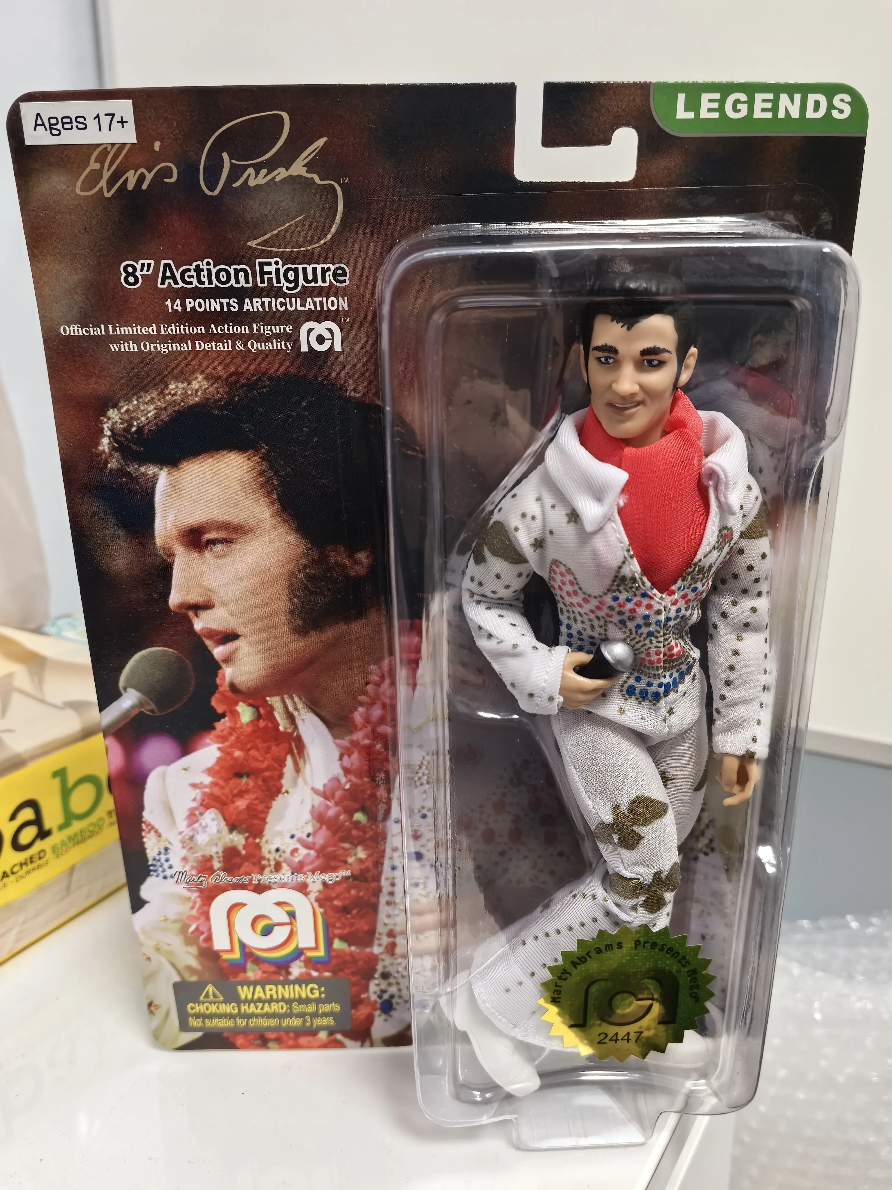 متوفر في المخزون بذلة الفيس بريسلي ألوها جيلهاوس روك بطاقة معلقة لعبة الهالوين دمية قابلة للجمع 8 بوصة شخصية الحركة