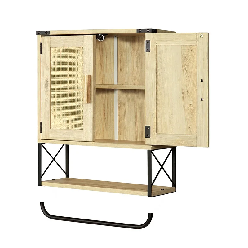 

Amazon hot-selling American retro environmental protection plate type double door wall-mounted cabinet bathroom stor