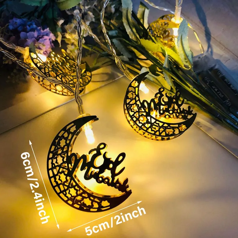 Eid Mubarak Moon Star Led String Lights Ramadan Decorations for Home Holiday Decorative Islam Muslim Event Party Lighting