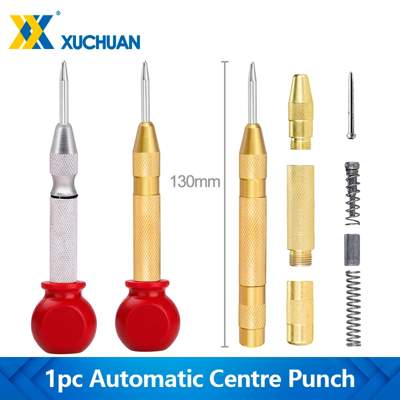 

XUCHUAN 1pc Automatic Centre Punch General Automatic Punch Woodworking Metal Drill Adjustable Spring Loaded Hand Tools