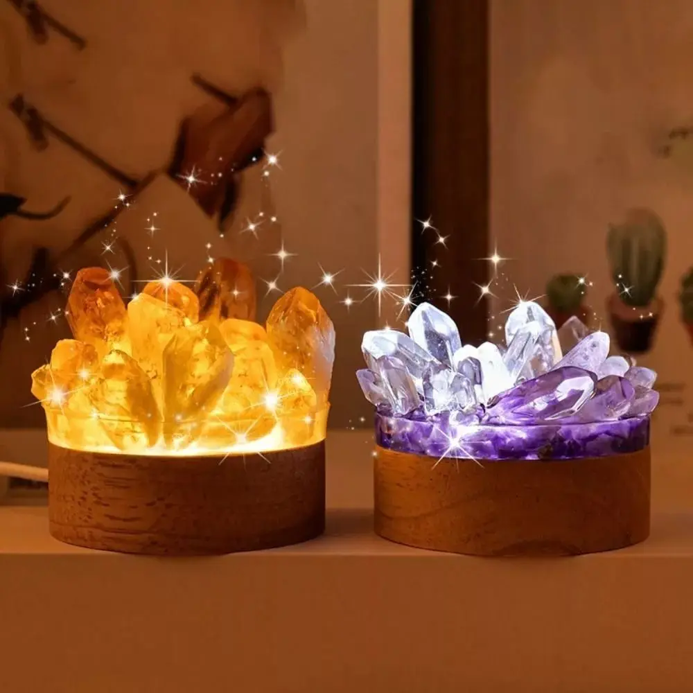 New Handmade Crystal Lamp with USB Cable Creative Exquisite Gravel Desk Lamp Gift Crystal Decor Crystal Table Lamps