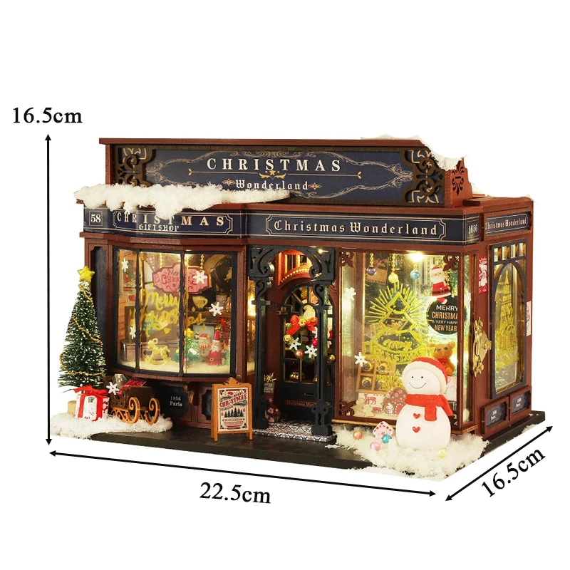 NEW DIY Wooden Doll Houses Christmas Wonderland Cottage Miniature Model Kit Dollhouse with Furniture for Friends Birthday Gifts