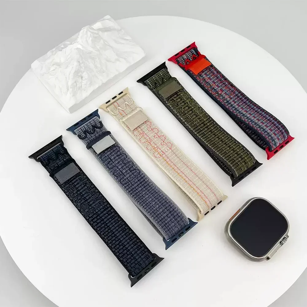 Armbänder für Apple Watch Band 45 mm 46 mm 42 mm 49 mm 44 mm für Nike Nylon Sport Loop Armband Correa iWatch 10 9 8 7 6 5 4 SE Ultra 2 – Detail 6