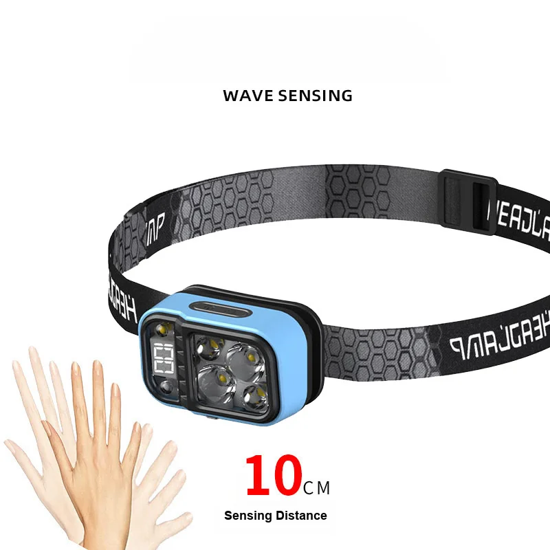 Protective LED Headlamp Rechargeable Head Mounted Strong Light Induction Long Lasting Lithium Battery For Outdoor Night Fishing