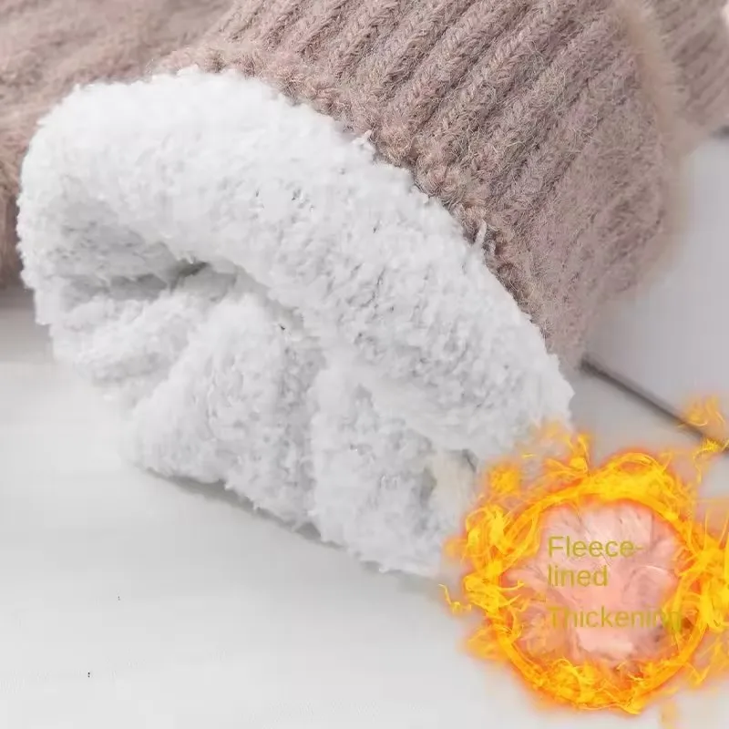 여성용 겨울 한국 니트 장갑 고탄력 따뜻한 손가락 장갑 두꺼운 스플라이싱 다용도 장갑 일상 생활 작업용