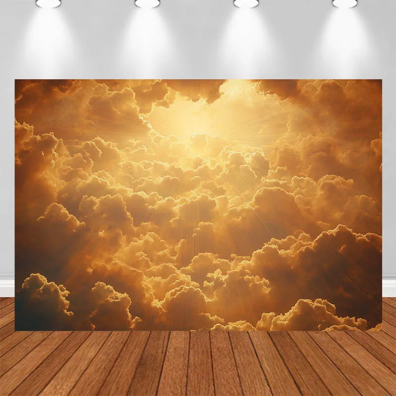 

LS Dream Photography Background Golden Warm Brown Light Beam Cloud Decor Adult Portrait Photo Background Studio