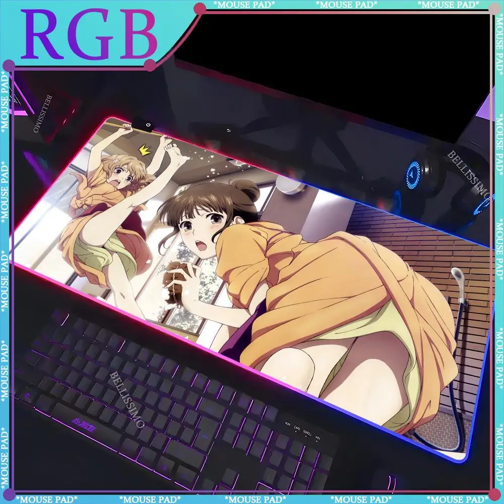 Computer desk pad Office accessories Computer desk accessories Cute keyboard pad Mouse Pad Hanasaku_iroha RGB