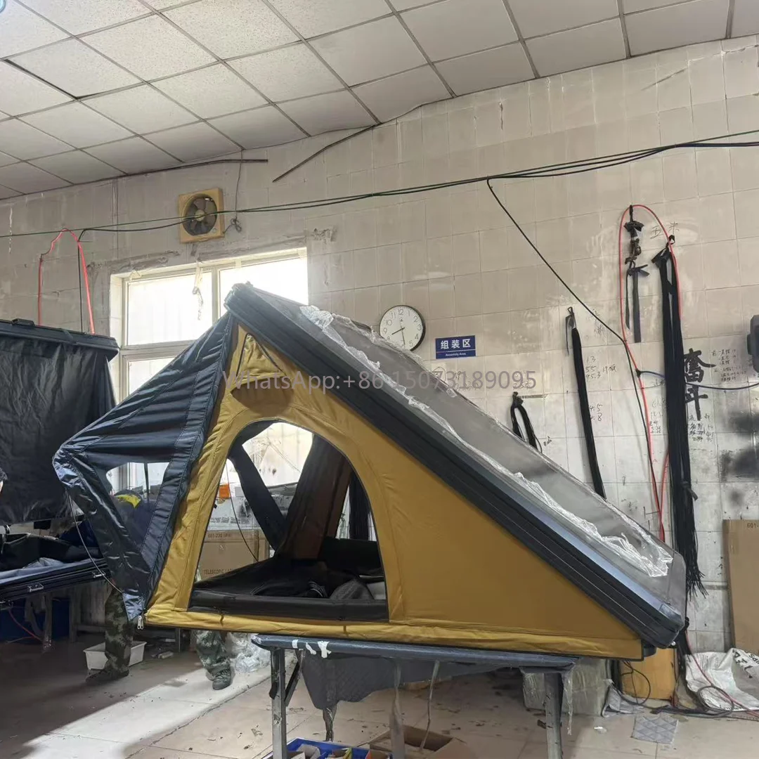 

Outdoor Camping Hot Sell Triangle Roof Top Tents Hardshell Slim Aluminum Dachzelt Hardtop Car Rooftop Tent