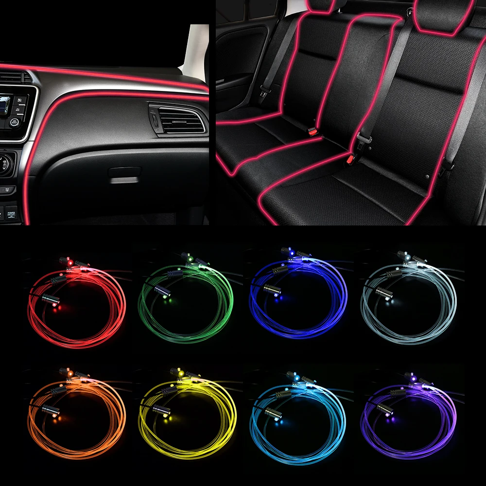 Remote Control Car Interior Light Car-styling App Control Auto Decorative Light Fiber Optic Atmosphere Lamps 6 Meter RGB