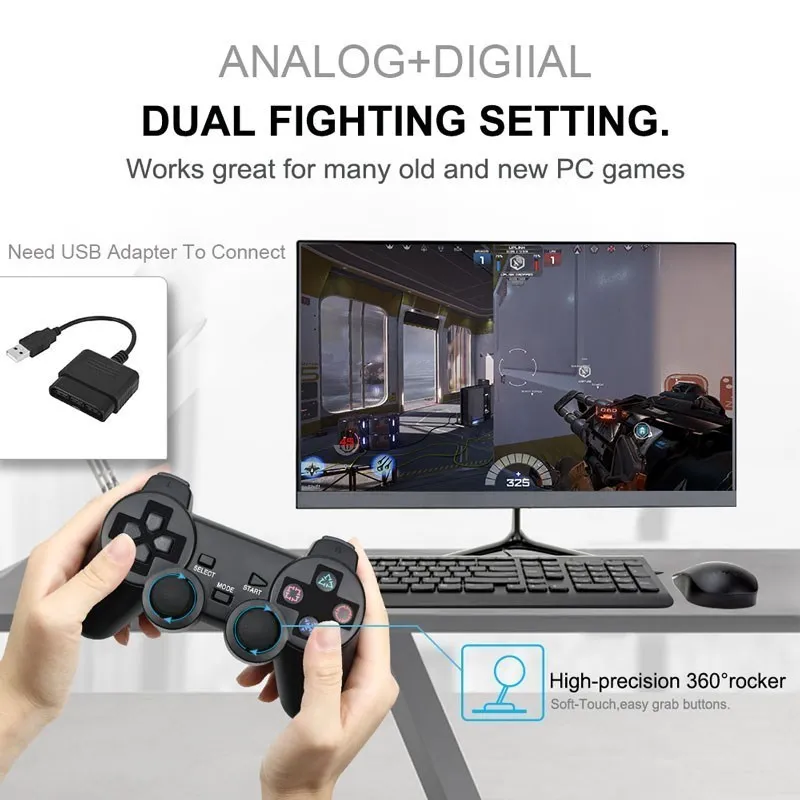 Transparent Color For SONY PS2 Wireless Controller Gamepad for PlayStation 2 2.4G Vibration Joystick Console for PS2 Accessories