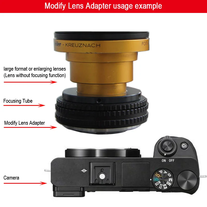 M65-HB изменить адаптер объектива для M65 x1 Резьбовое крепление широкоформатного или увеличивающего объектива для камеры Hasselblad V Bayonet mount
