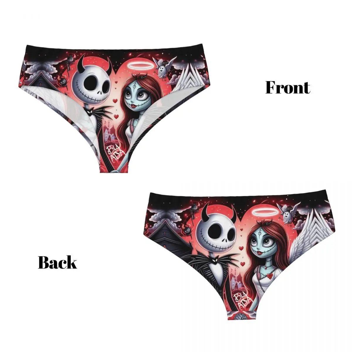 Mutandine brevi personalizzate per Halloween Nightmare Before Christmas per donna Intimo elasticizzato traspirante Jack Skellington Love