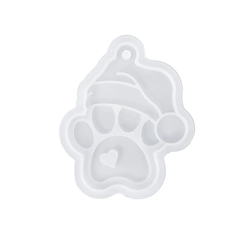 Con agujero Molde de resina navideña 12 estilos forma de alce Molde de resina Epoxy Santa Claus copo de nieve decoración de árbol de Navidad