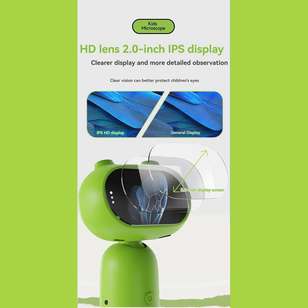 

Цифровой микроскоп AA87 с 2-дюймовым IPS-экраном, 1000-кратное увеличение, портативный карманный микроскоп для детей и взрослых, просмотр на ПК