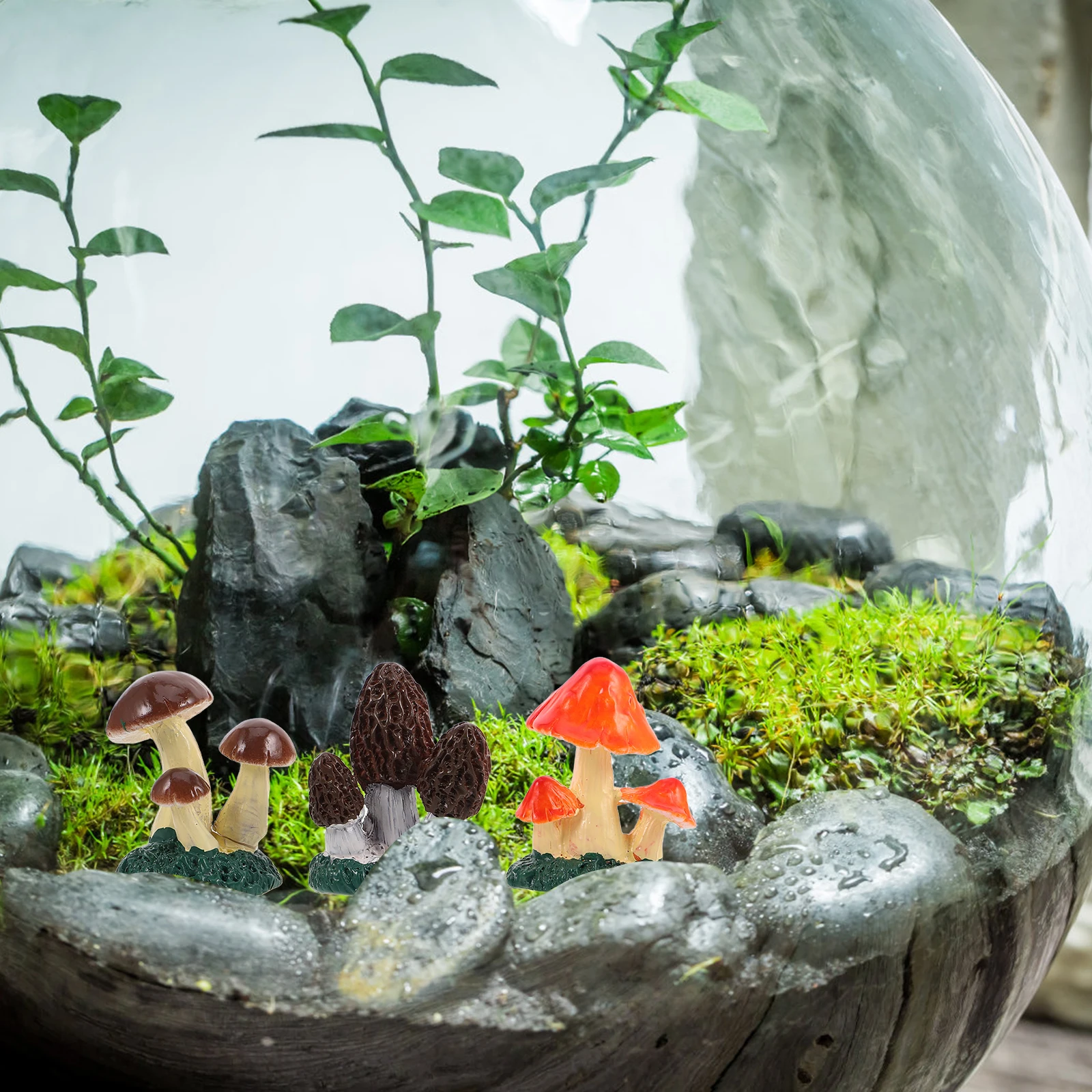 

5 Pcs Simulated Mushroom Ornament Mushrooms Colorful Garden Decorate Flowerpot Ornaments for outside Resin Decorative Fairy