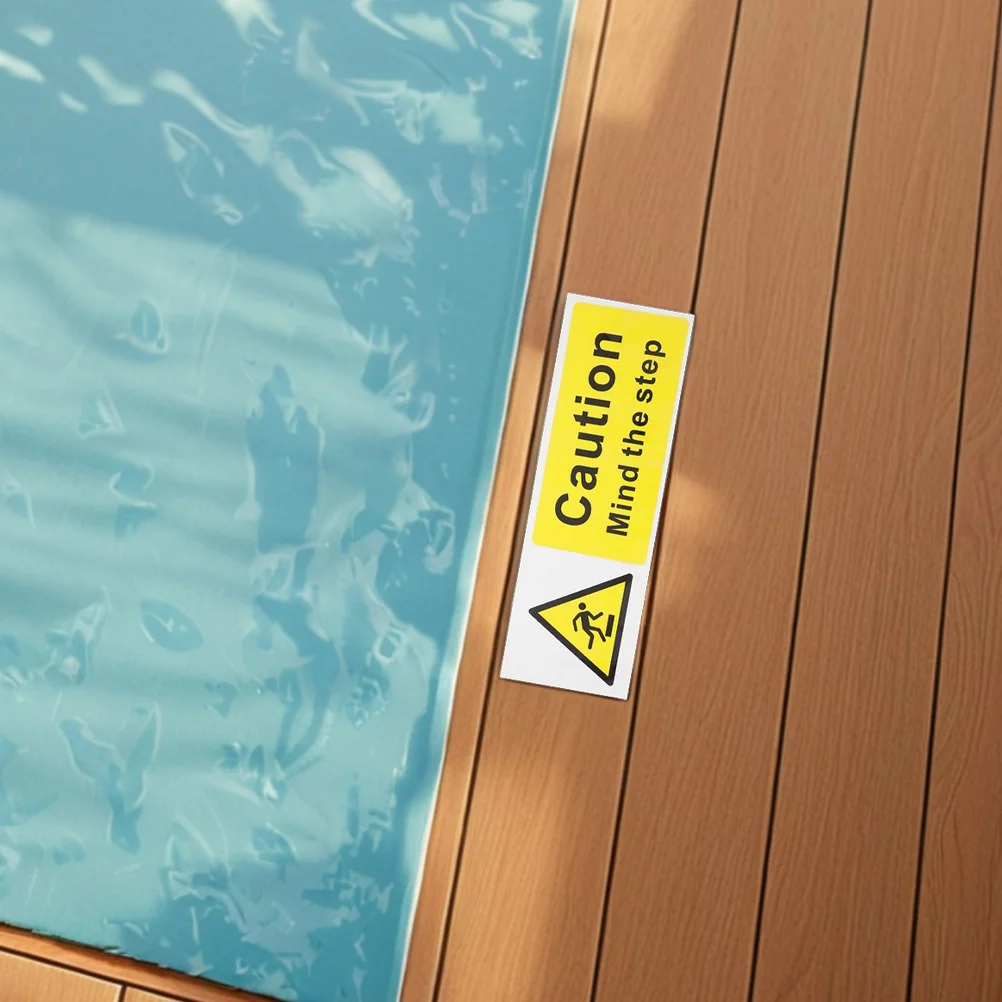 2Pcs Safety Warning Sign Self Adhesive Floor Sticker Waterproof Caution Watch Your Step Decal Indoor Outdoor Stair Safety