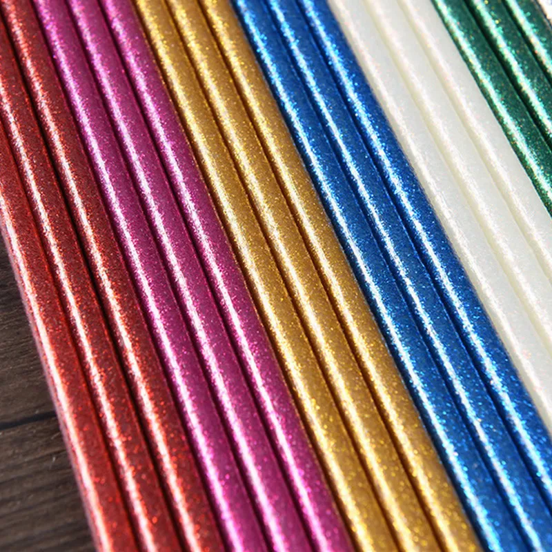 Barra de pegamento en polvo con purpurina sólida, 5 uds., 7x100mm, Color termofusible, pistola eléctrica profesional, adhesivo, herramienta de fabricación artesanal para artistas DIY