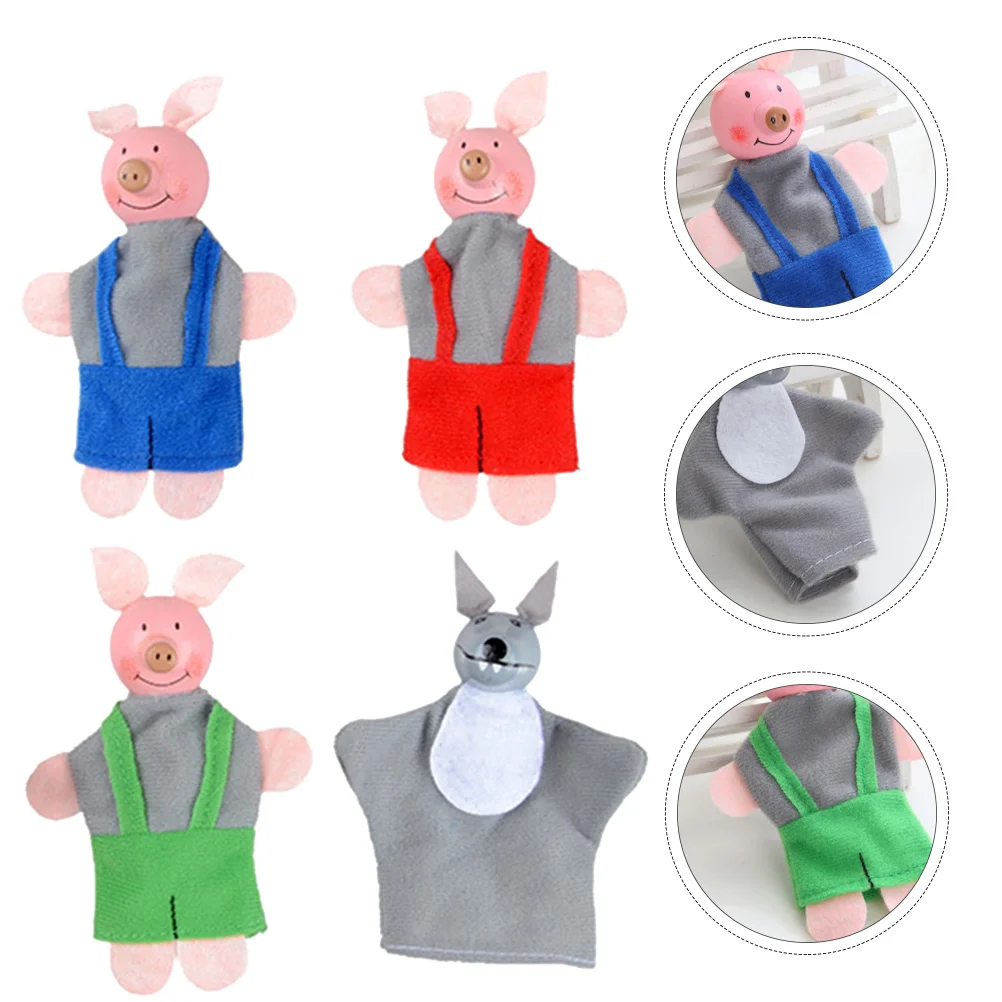 

Children's Toys Finger Baby Cover Kids Puzzle Pig and Wolf Puppets Plaything for Cloth