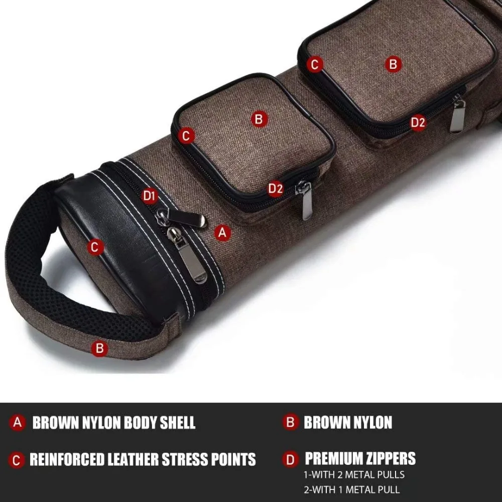 2x4 harter Pool-Queue, ovaler Billardstäbchen-Tragetasche, mehrere Farben erhältlich