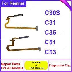 For Realme C30S C31 C35 C51 C53 Fingerprint Sensor Flex Cable Power Button Sensor Unlock Touch Home Fingerprint Sensor Flex