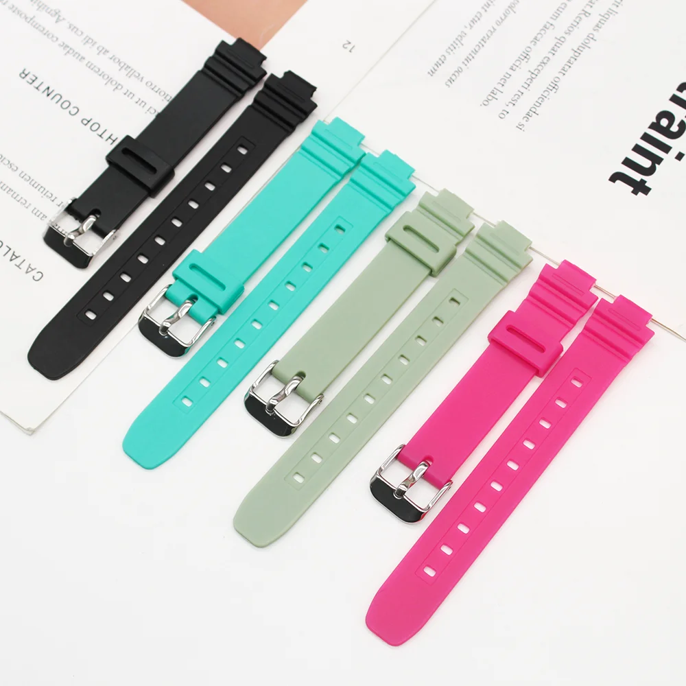 Soft Rubber watchband for LA-20 LA-20WH Watch Band Strap TPU Bracelet 10mm convex mouth