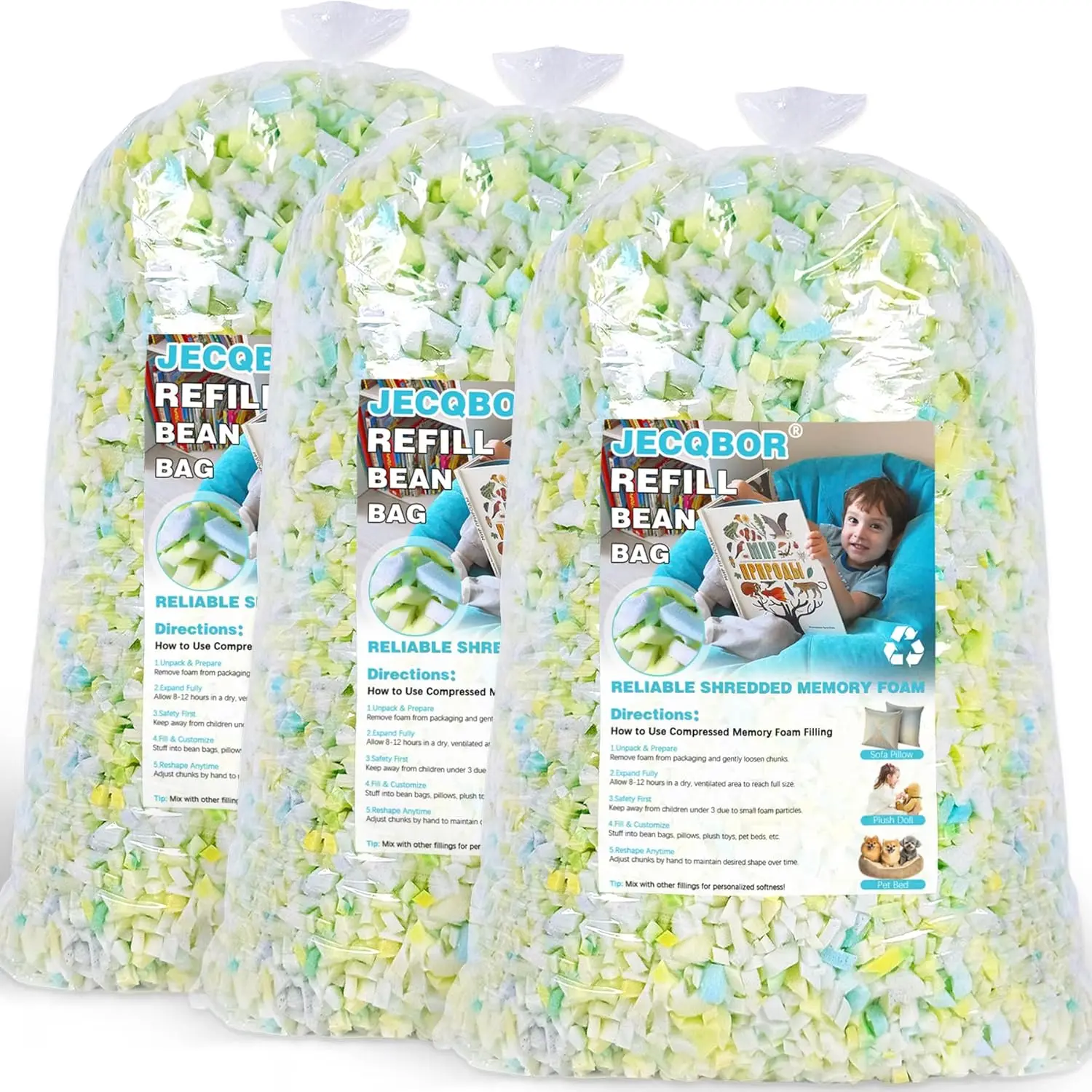 

Premium 15lbs Shredded Memory Foam Bean Bag Filling, High-Density Refill for Comfortable Chair Stuffing