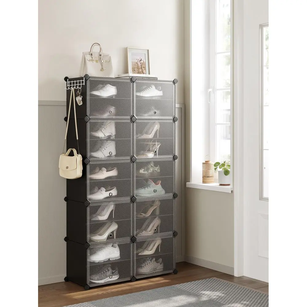 

Стеллаж для обуви, органайзер для обуви на 10 секций с дверцами, пластиковый шкаф для хранения обуви на 40 пар, для спальни, прихожей, стальной каркас, пластик