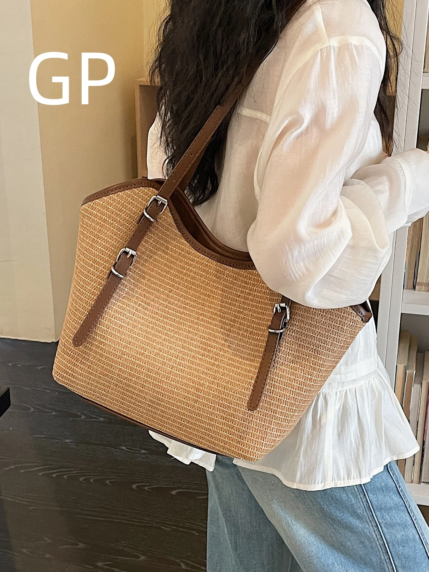 gp-straw-woven-tote-bag-women's-summer-large-capacity-shoulder-bag-beach-vacation-versatile-stylish-handbag-soft-fabric