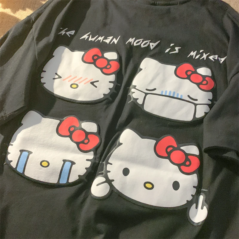 Kawaii Hello Kitty Harajuku Ullzang T Shirt Women Cute Anime Y2K Streetwear T-shirt Cartoon Fashion Summer Tshirt Female Girls