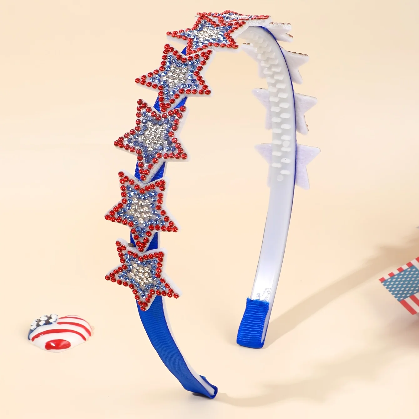 

1 Independence Day star rhinestone headband, women's sparkling patriotic hair accessories, suitable for Independence Day pies and celebrations