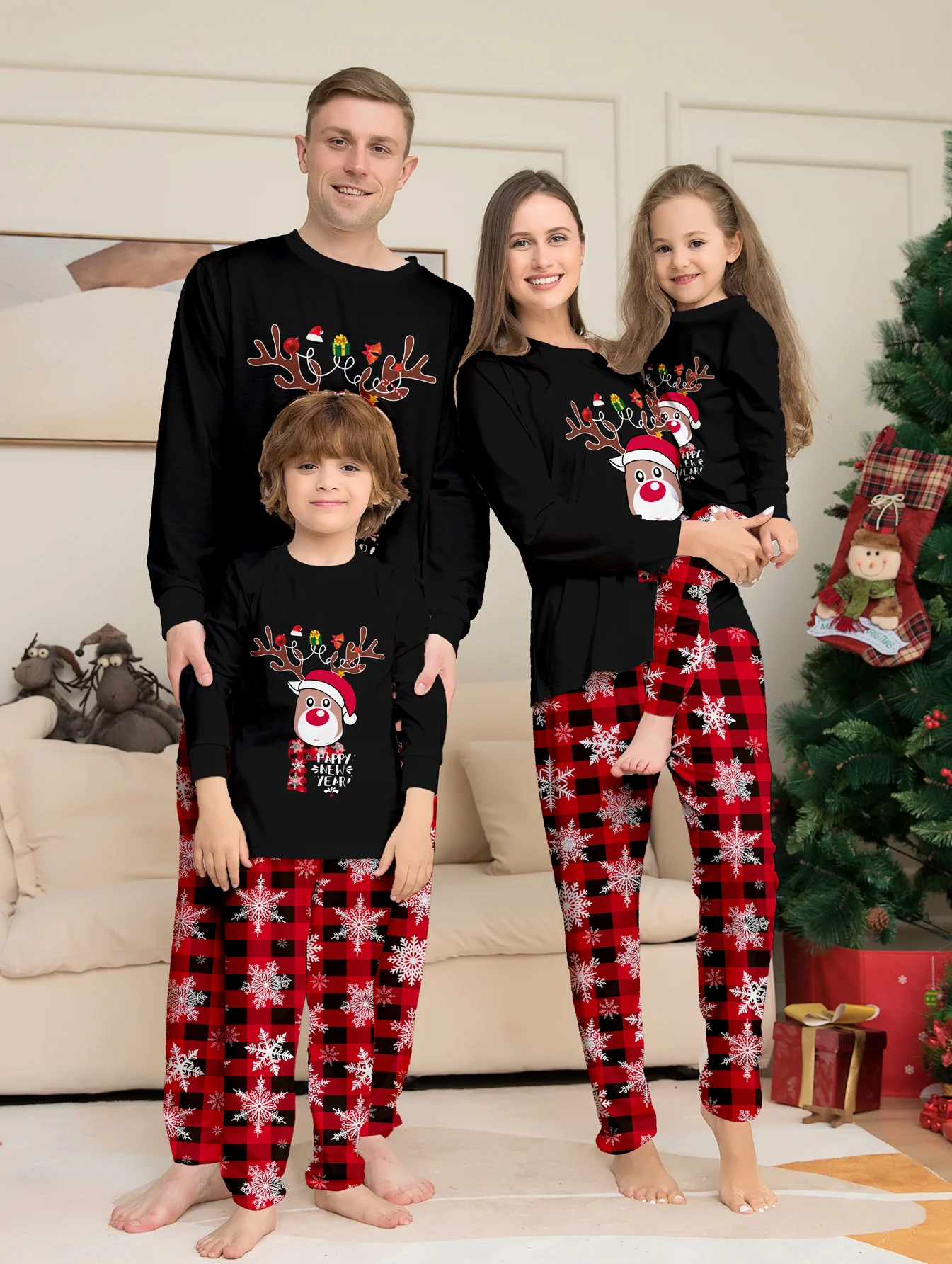 2024 Baby Boys Girls Winter Clothes Mother And Daughter Dad Sleepwear Printed Pajamas Set Family Christmas Matching Outfit