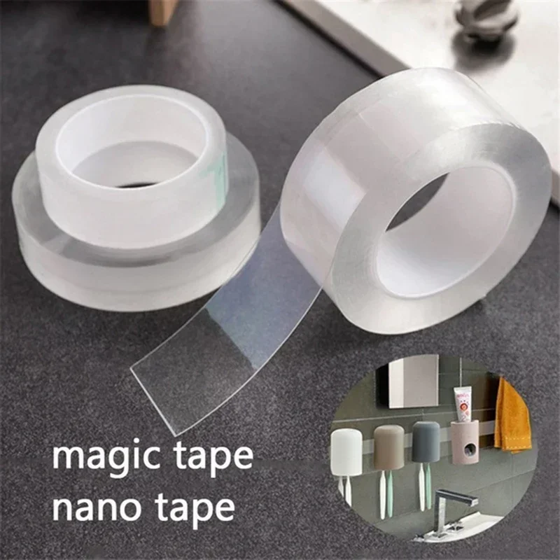 1M/3M/5M 2mm Transparent Double-Sided Adhesive Strong Sticky Removable Washable Nano Tape Cinta Two Sided Tape