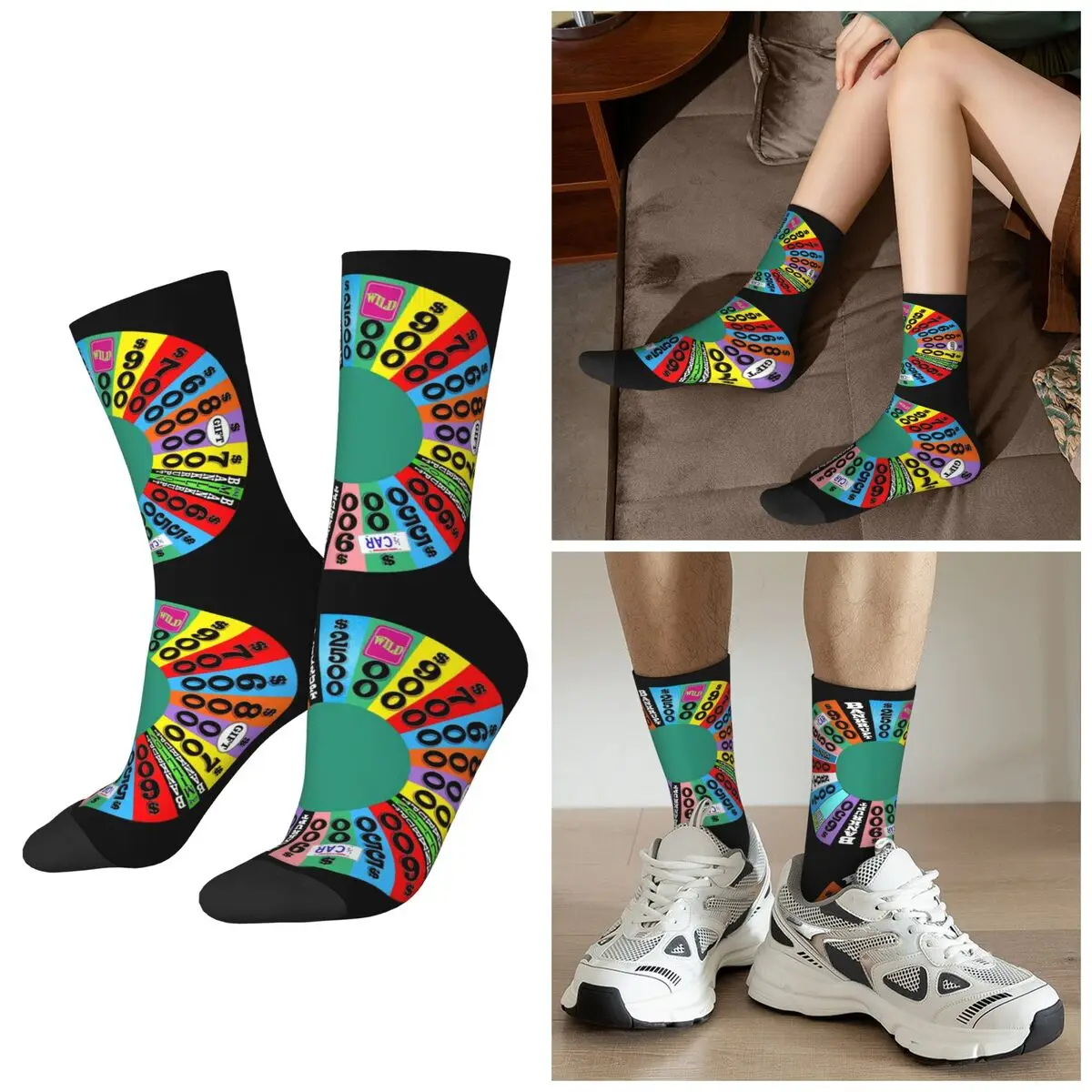 

Всесезонные колеса с призами, сувениры $, носки, носки в стиле Харадзюку, повседневные чулки для мужчин и женщин, рождественские подарки