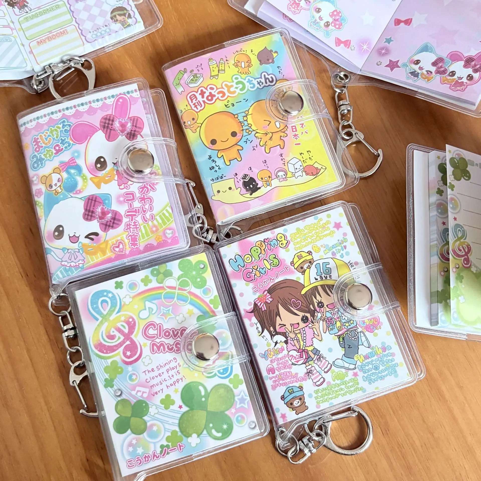 1pc Cartoon Anime PVC 4 Leaf Clover Pendant Notebook Cute Girl Buckle Hand Account Mini Diary Book Student School Stationery