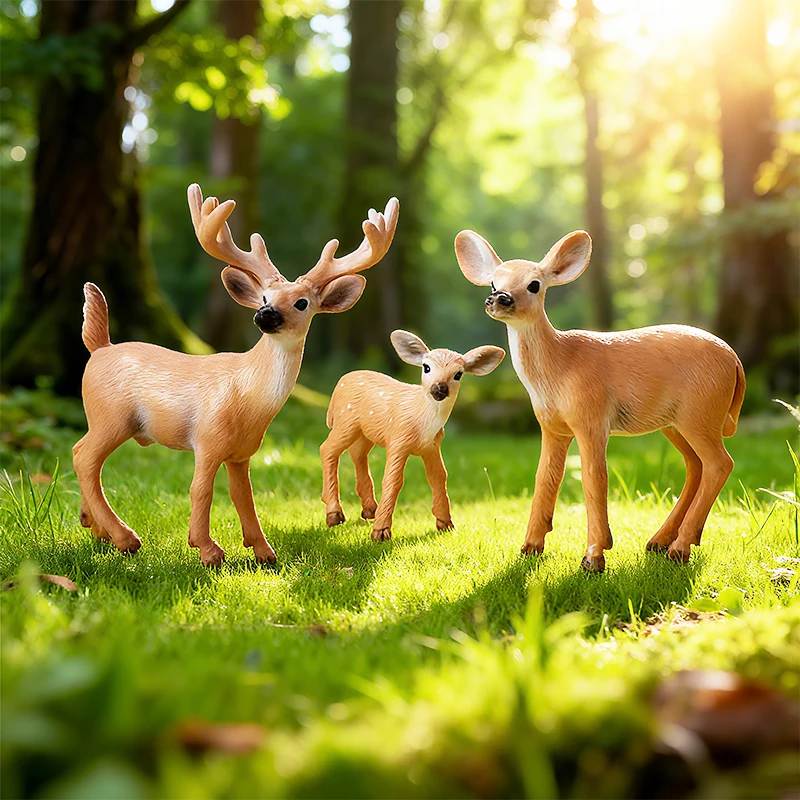 Oenux Wald Hirsch Tiere Simulation Wild White-Tailed Elch Action-figuren Elch Figuren Modell Dekoration Spielzeug Kinder Weihnachten Geschenk – Detail 17