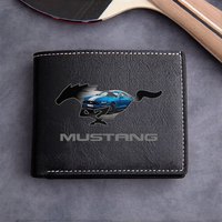 Mustang Logo PU Leather Wallet Minimalist Design Lightweight Durable Everyday Use for Men and Women Fashionable Compact Style