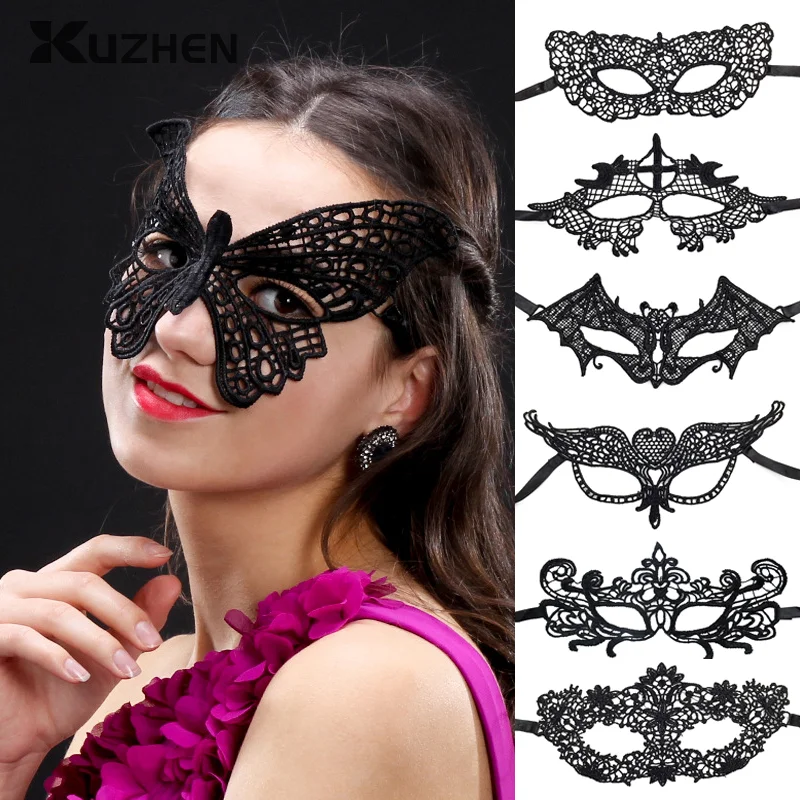 Halloween Black Queen Lace Mask No Fixed Shape Embroidery Appliques Party Costume Carnival Mask Woman Masquerade Mask