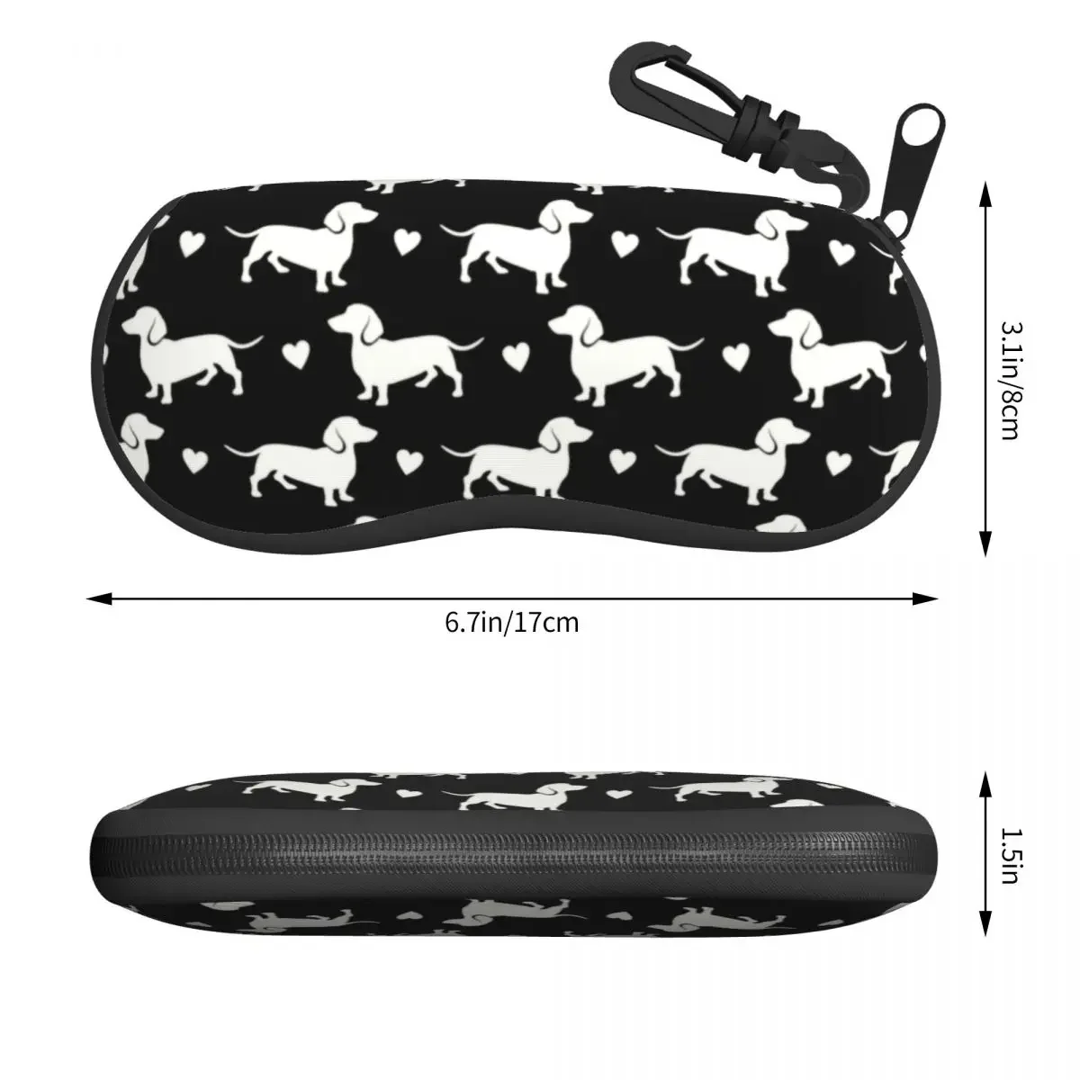 Sausage Wiener Badger Dogs Sunglasses Soft Case Neoprene Zipper The Dachshund Shell Eyeglass Case Protective Box For Glasses