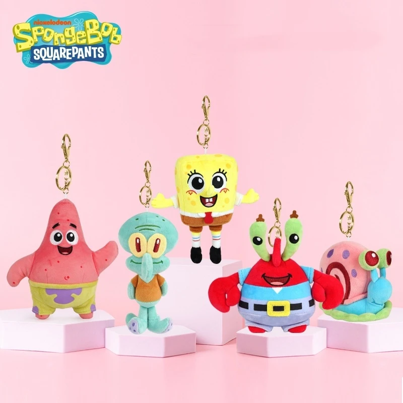 

Kawaii Spongebob Squarepants Plush Toy Keychain Cartoon Patrick Star Schoolbag Small Pendant Decoration Doll Holiday Gifts