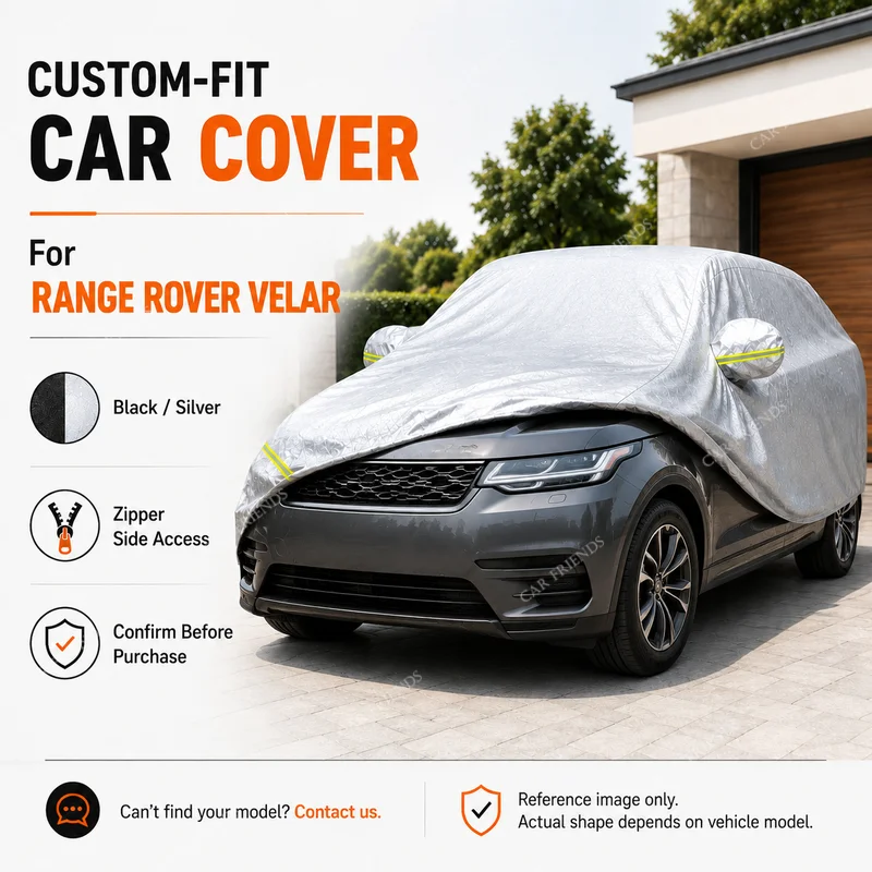 For Land Rover Range Rover Velar Custom Fit Full Car Cover Silver-Coated Oxford Fabric Side Zipper Access UV Protection Outdoor