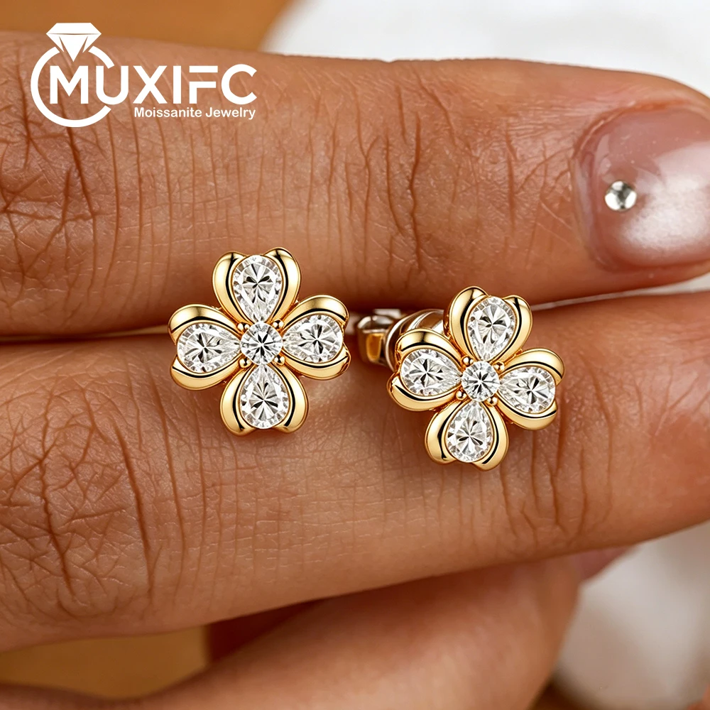 2.52cttw Flower Full Moissanite Stud Earrings for Women S925 Silver D Color VVS1 Lab Diamond Wedding Sparkling Fine Jewelry Gift